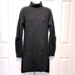Ellen Tracy Grey Mock Neck‎ Long Sleeve Sweater Tunic Size S